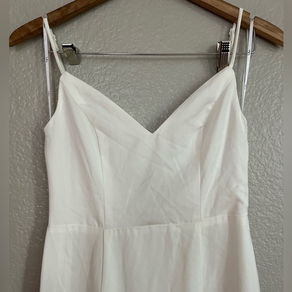 Adoring Promise Ivory Satin Lace V-Neck Mermaid Dress - Picture 4 of 11